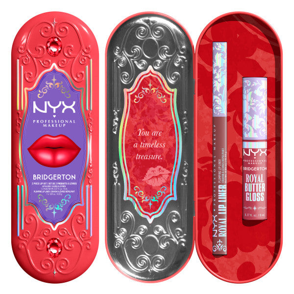 NYX Professional MakeUp Bridgerton Royal Treasures 2-Piece Lip Kit zestaw błyszczyk i konturówka