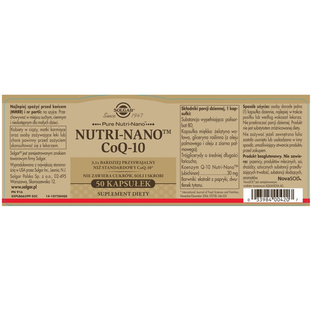 Solgar Nutri-Nano™ CoQ-10 suplement diety 50 kapsułek