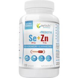 WISH Pharmaceutical Selen Organiczny 200µg + Cynk 15mg + Prebiotyk suplement diety 120 kapsułek