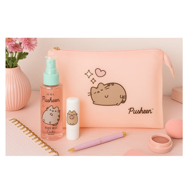 Pusheen Zestaw pielęgnacyjny mgiełka do ciała 100ml + pomadka do ust 3.8g + kosmetyczka