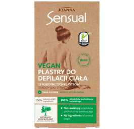 Joanna Sensual Vegan plastry do depilacji ciała 12szt + tubka z oliwką łagodzącą 10ml