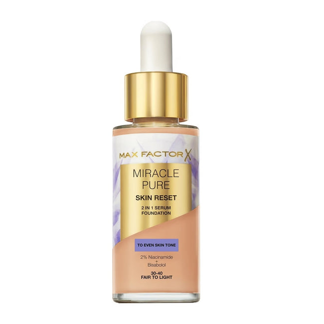 Max Factor Miracle Pure 2w1 Skin Reset pielęgnujący podkład z serum o wegańskiej formule