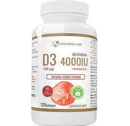 Progress Labs Witamina D3 4000IU + Prebiotyk suplement diety 120 kapsułek