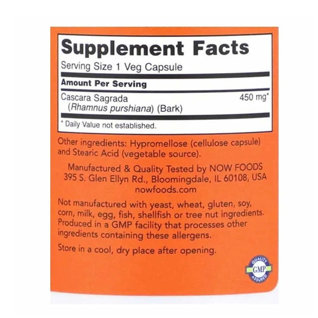 Now Foods Cascara Sagrada 450mg suplement diety 250 kapsułek