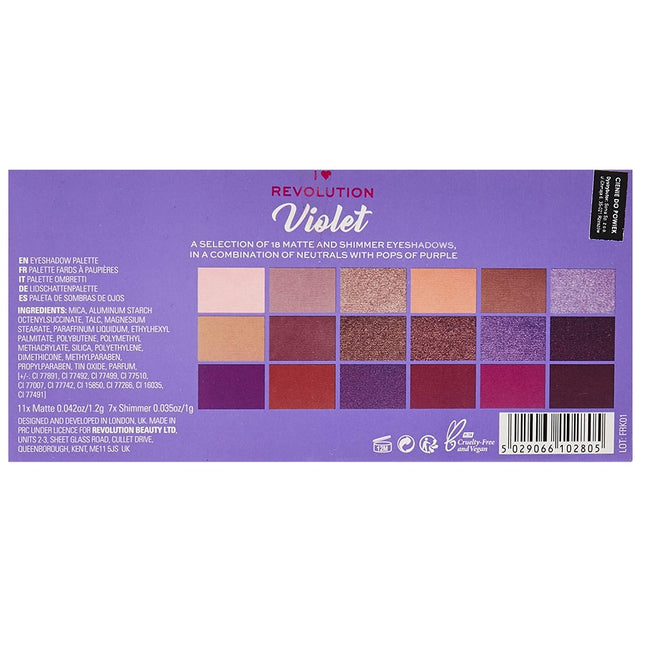 Makeup Revolution I Heart Revolution Chocolate Eyeshadow Palette paleta cieni do powiek Violet 20.2g
