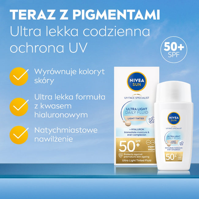 Nivea Sun Ultra Light Daily Fluid SPF50+ fluid do twarzy Light Tinted 40ml