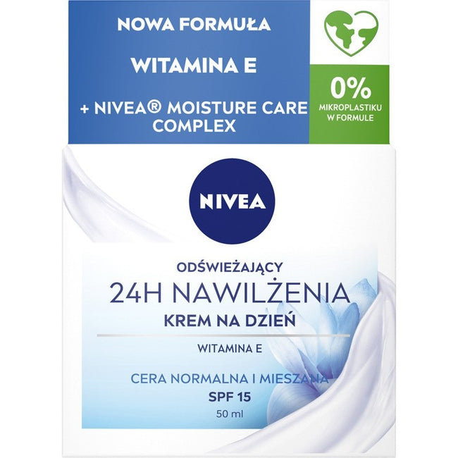 Nivea 24H Nawilżenia odświeżający krem na dzień SPF15 cera normalna i mieszana 50ml