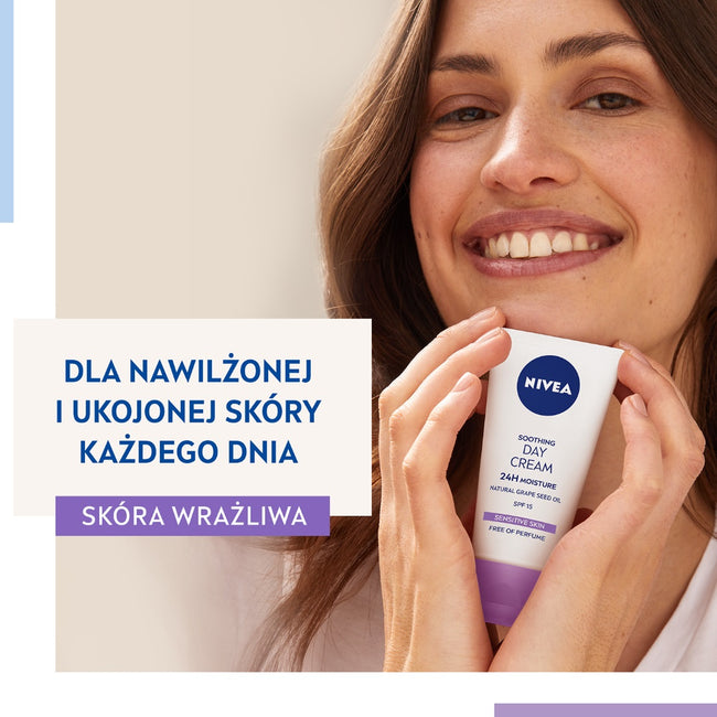 Nivea 24H Nawilżenia kojący krem na dzień SPF15 50ml
