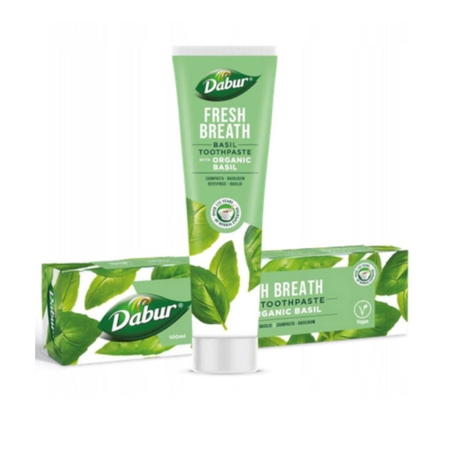Dabur Fresh Breath Basil Toothpaste pasta do zębów świeży oddech z Organiczną Bazylią 100ml
