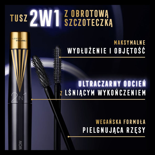 Max Factor Masterpiece 2in1 Lash Wow wydłużający i nadający objętość tusz do rzęs 003 Midnight Black 7ml
