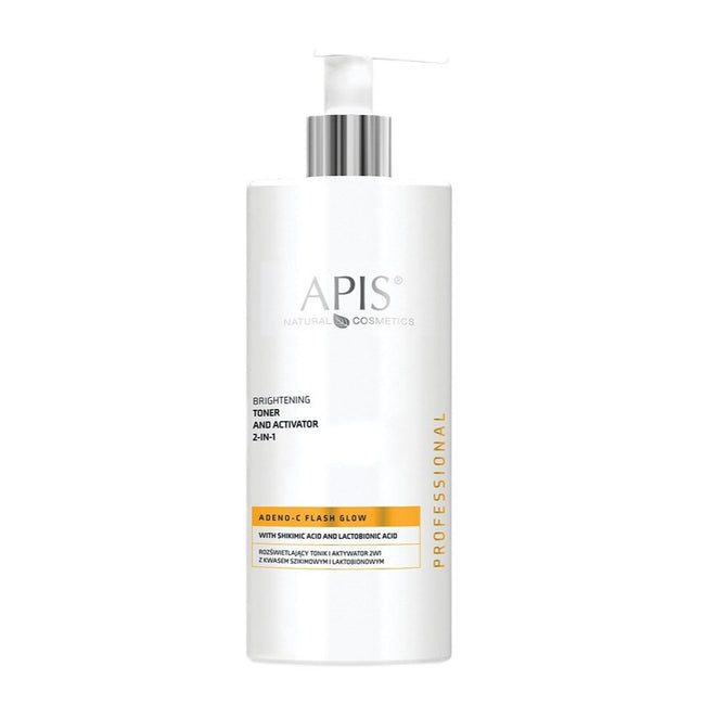 APIS Adeno-C Flash Glow rozświetlający tonik i aktywator 2w1 z kwasem szikimowym i laktobionowym 500ml