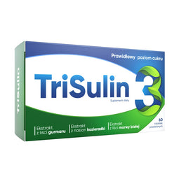 TriSulin Suplement diety wspomagający utrzymanie prawidłowego poziomu cukru 60 tabletek powlekanych