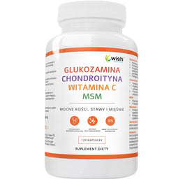 WISH Pharmaceutical Glukozamina + Chondroityna + Witamina C + MSM suplement diety 120 kapsułek