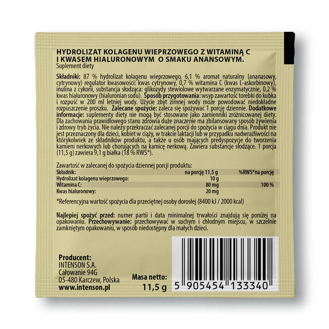 Intenson Kolagen + Witamina C + Kwas Hialuronowy suplement diety Ananas 11.5g