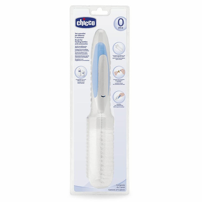 Chicco Zestaw szczotek do mycia butelek i smoczków 3w1