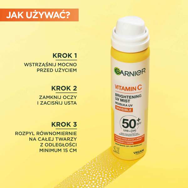 Garnier Vitamin C rozświetlająca mgiełka UV na makijaż z SPF50+ i witaminą C 75ml