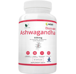 WISH Pharmaceutical Ashwagandha Ekstrakt 600mg suplement diety 90 kapsułek