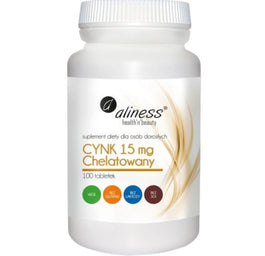 Aliness Cynk Chelatowany 15mg suplement diety 100 tabletek