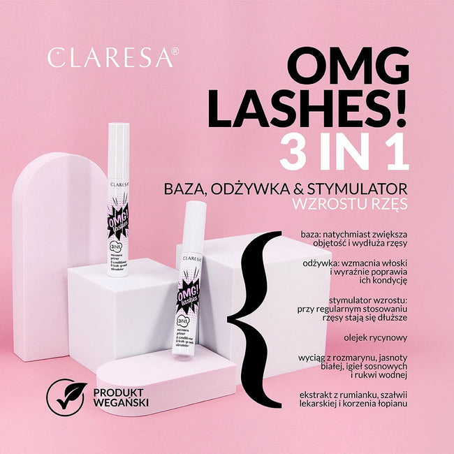 Claresa OMG! Lashes 3in1 baza odżywka i stymulator wzrostu rzęs 10g