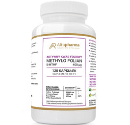 AltoPharma Aktywny Kwas Foliowy Methylo Folian 5-MTHF 400 mcg suplement diety 120 kapsułek