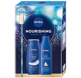 Nivea Nourishing zestaw pielęgnujący żel pod prysznic 250ml + odżywcze mleczko do ciała 250ml