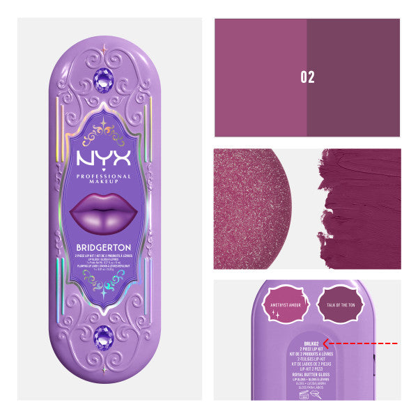 NYX Professional MakeUp Bridgerton Royal Treasures 2-Piece Lip Kit zestaw błyszczyk i konturówka