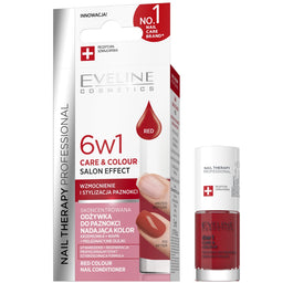 Eveline Cosmetics Nail Therapy Professional 6w1 Care & Colour skoncentrowana odżywka do paznokci nadająca kolor Red 5ml