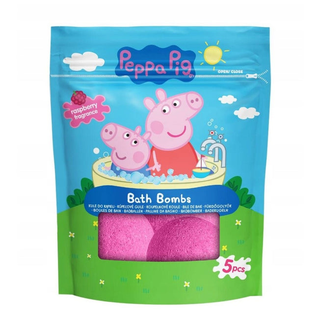 Peppa Pig Bath Bombs musujące kule do kąpieli Malina 5x50g
