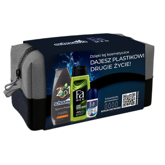 Fa Zestaw Sports Power szampon do włosów i ciała 400ml + Sport Energy Boost żel pod prysznic 250ml + Sport antyperspirant w kulce 50ml