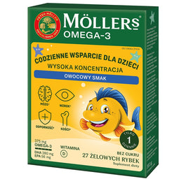 Möller's Omega-3 Rybki Wysoka Koncentracja suplement diety Owoce 27 żelek