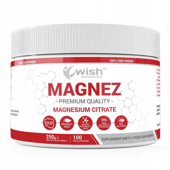 WISH Pharmaceutical Magnez cytrynian magnezu suplement diety w proszku 250g