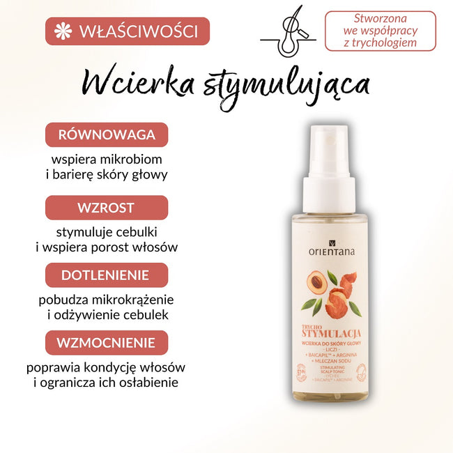 ORIENTANA Trycho Stymulacja wcierka do skóry głowy Liczi Baicapil Arginina Mleczan sodu 100ml