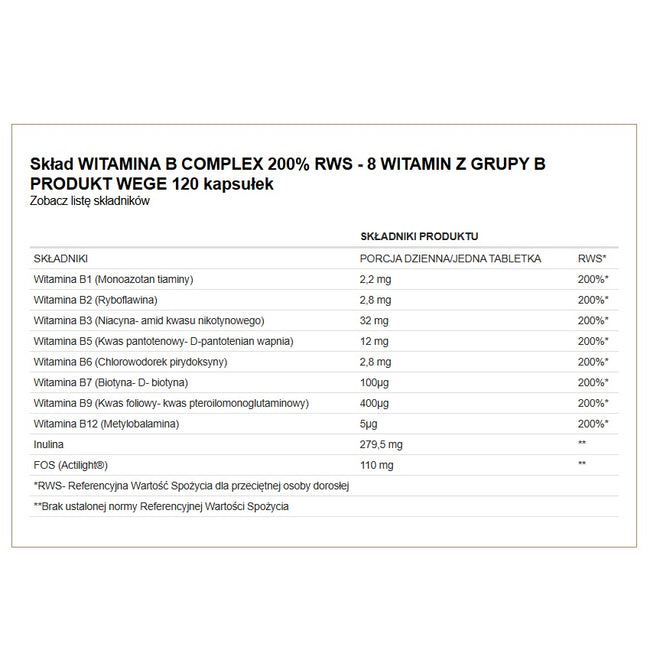 AltoPharma Witamina B Complex 200% RWS suplement diety 120 kapsułek