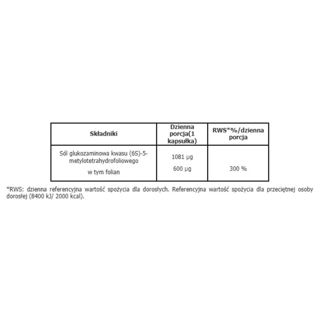 Aliness Methylo Folian 5-MTHF 600 μg suplement diety 100 kapsułek