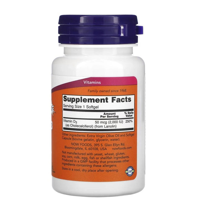 Now Foods Vitamin D3 suplement diety 240 kapsułek