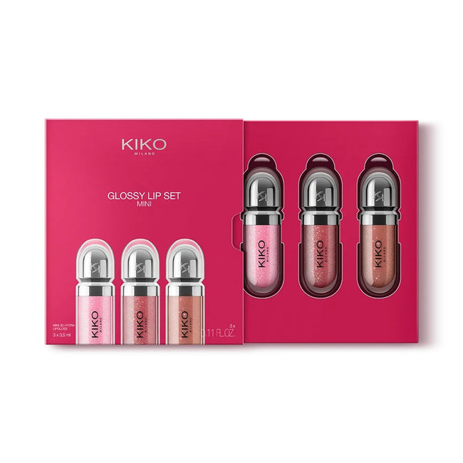 KIKO Milano Glossy Lip Set Mini zestaw trzech nawilżających błyszczyków do ust z efektem objętości 3D 3x3.5ml