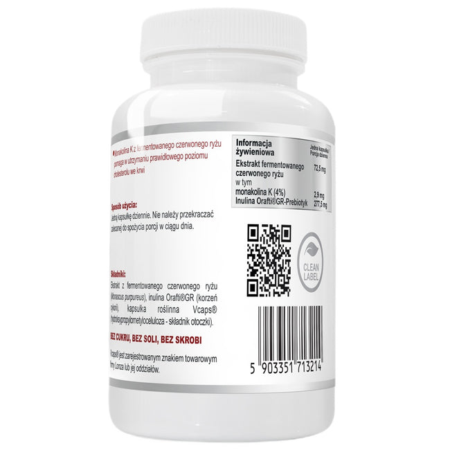 WISH Pharmaceutical Monakolina K 2.9mg + Prebiotyk suplement diety 60 kapsułek