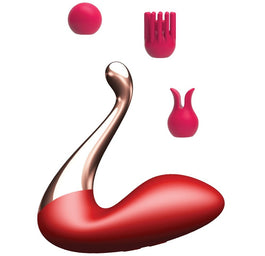 B-Series Magic Swan Massager masażer w kształcie łabędzia z trzema zamiennymi końcówkami Red