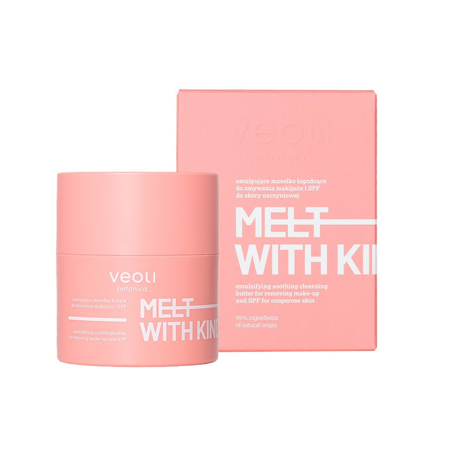 Veoli Botanica Melt With Kindness emulgujące masełko łagodzące do zmywania makijażu i SPF do skóry naczyniowej 40g