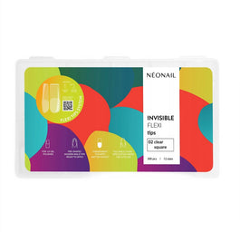 NeoNail Invisible Flexi Tips tipsy elastyczne do przedłużania paznokci 02 Clear Square 300szt