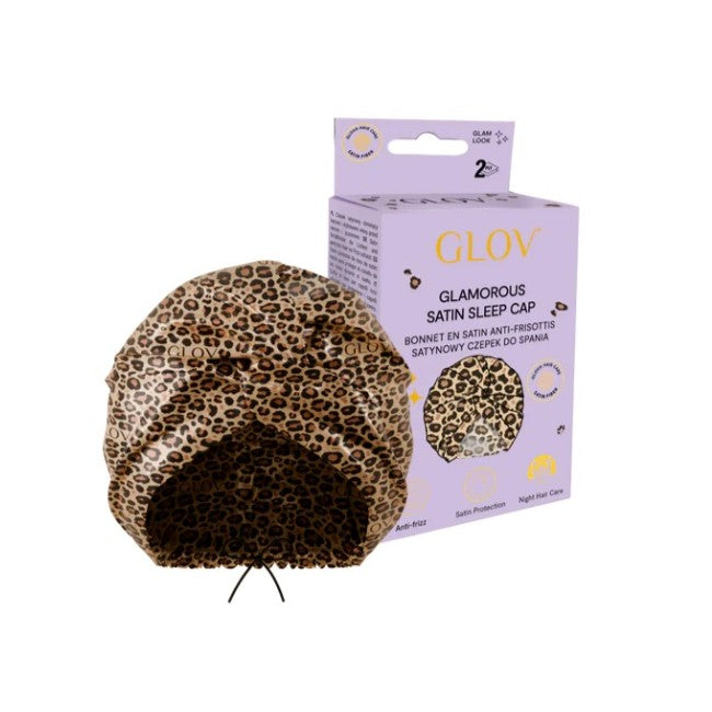 Glov Dwuwarstwowy satynowy czepek do spania Cheetah