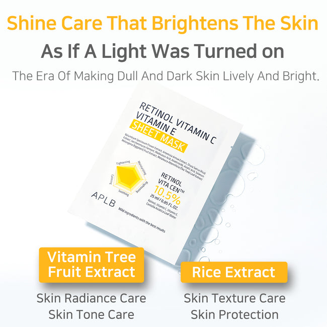 APLB Retinol Vitamin C Vitamin E Sheet Mask rozświetlająca maska w płachcie 25ml