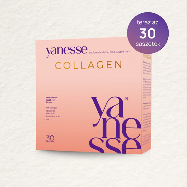 AronPharma Yanesse Collagen suplement diety w proszku o smaku truskawkowo-malinowym 30 saszetek