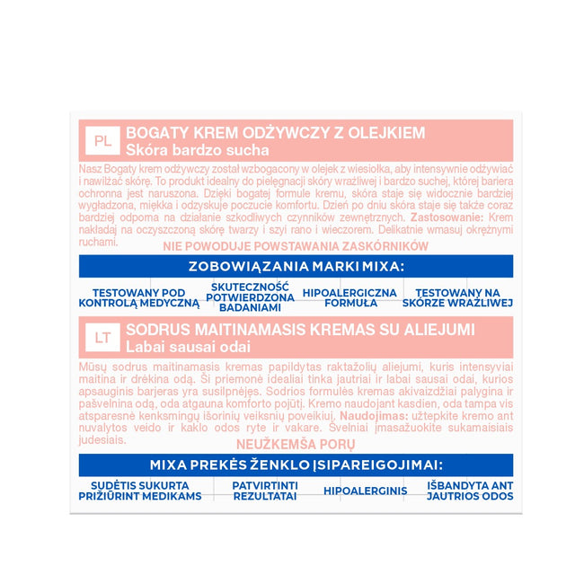 MIXA Odżywczy krem z olejkiem z wiesiołka 50ml