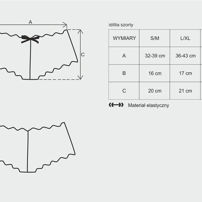 Obsessive Idillia Shorties koronkowe szorty Black XXL