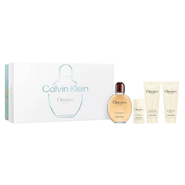 Calvin Klein Obsession for Men zestaw woda toaletowa spray 125ml + żel pod prysznic 100ml + dezodorant sztyft 75g + balsam do goleniu 100ml