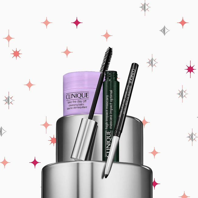 Clinique Eye Essentials: High Impact Lashes zestaw tusz do rzęs 7ml + balsam do demakijażu 15ml + eyeliner w kredce 0.14g