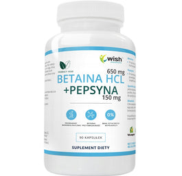 WISH Pharmaceutical Betaina HCL 650mg + Pepsyna 150mg suplement diety 90 kapsułek