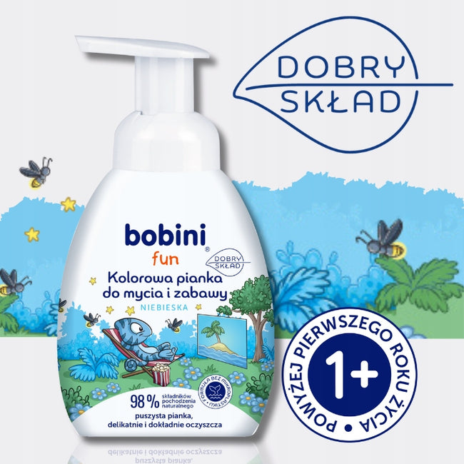 Bobini Fun kolorowa pianka do mycia i zabawy Niebieska 300ml