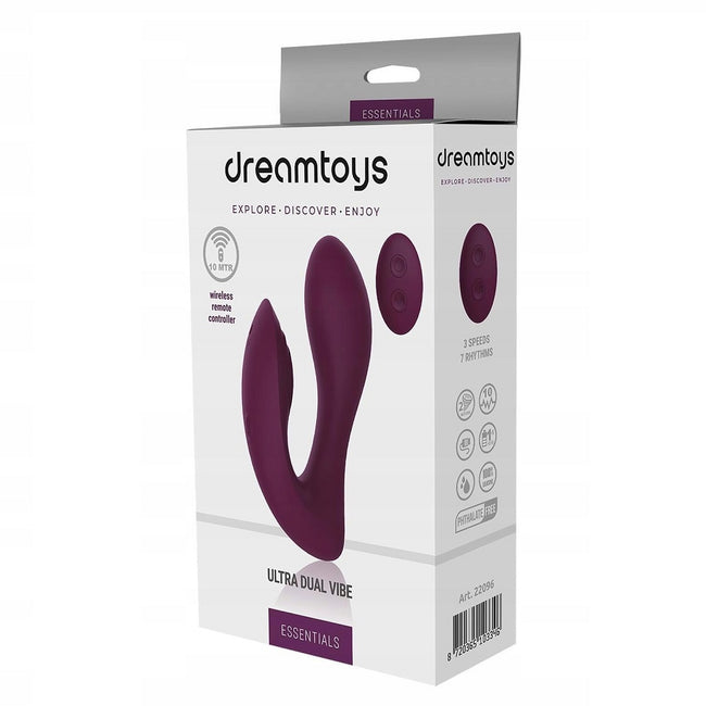 Dream Toys Essentials Ultra Dual Vibe podwójny wibrator z pilotem Purple